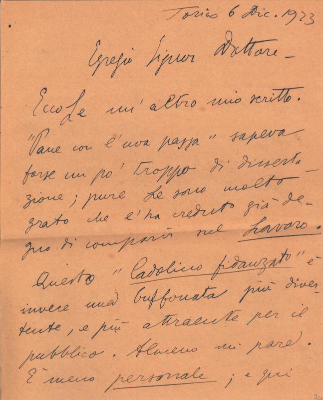 Lettera di Giannetto Bongiovanni a Giovanni Ansaldo, 06-12-1923 (1)