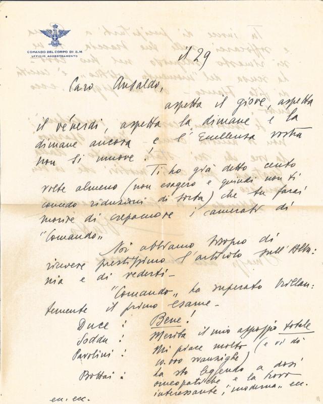 Lettera di Oete Blatto a Giovanni Ansaldo, anni '30 del XX sec. (1)