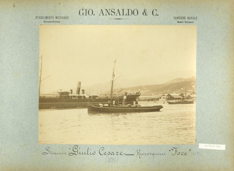 Piroscafo misto Giulio Cesare e rimorchiatore Foce, 1891 (FP.031864)
