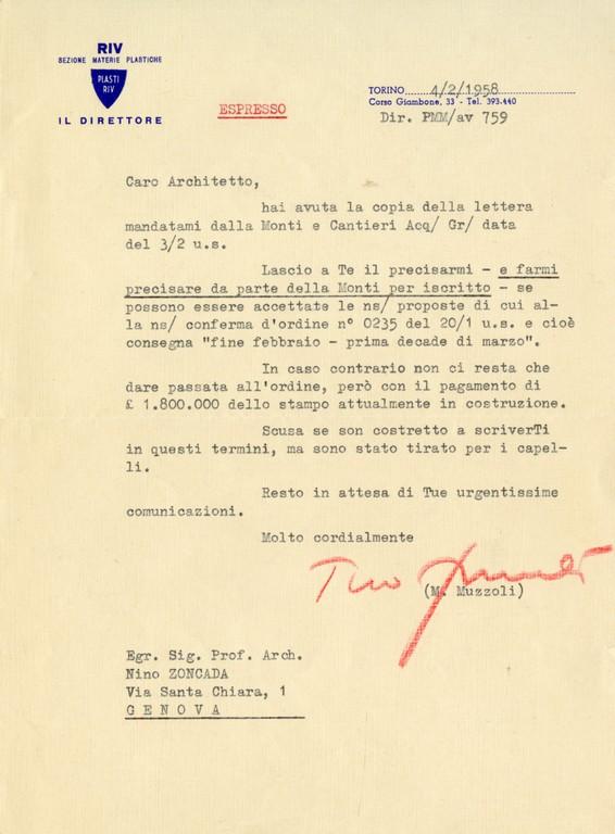 Lettera di M. Muzzoli