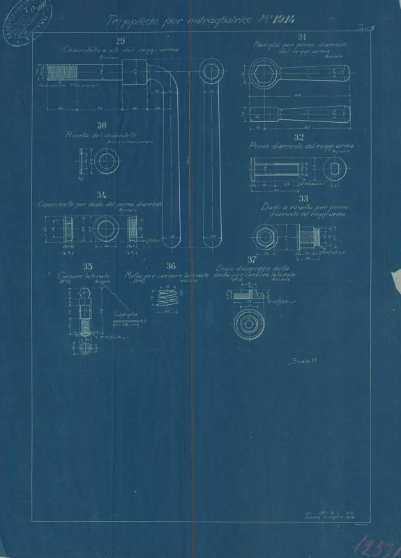 Treppiede per mitragliatrice m.1914 - utensili diversi