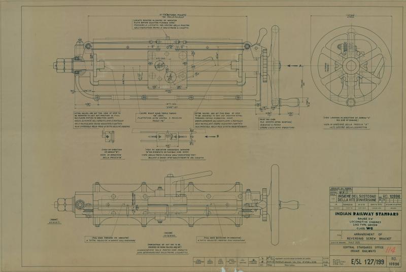Locomotive indiane 2-8-2 classe WG - Insieme del sostegno della vite d'inversione
