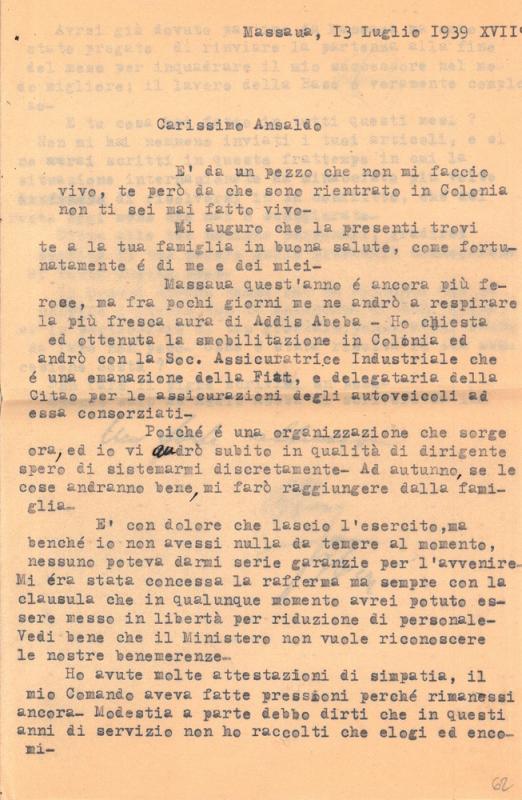 Lettera di Bruno Ceri a Giovanni Ansaldo, 13-07-1939 (1)