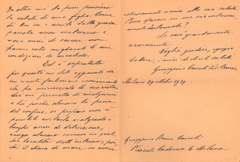 Lettera di Giuseppina Bauer a Giovanni Ansaldo, 29-10-1939 (2)
