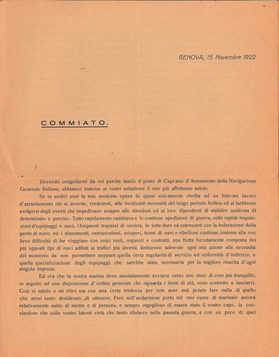 Commiato Francesco Ansaldo, 15-11-1922 (1)