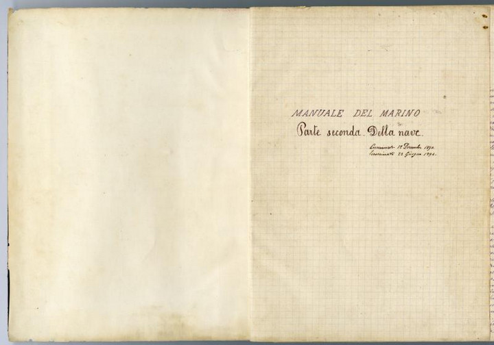 Manuale del Marino - Parte seconda - Della Nave, frontespizio