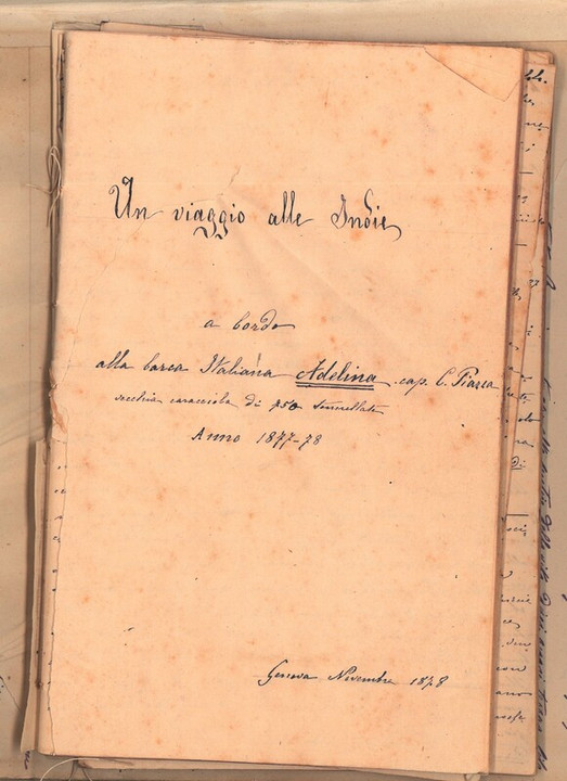 Un viaggio alle Indie sul brigantino a palo Adelina, 1877-78
