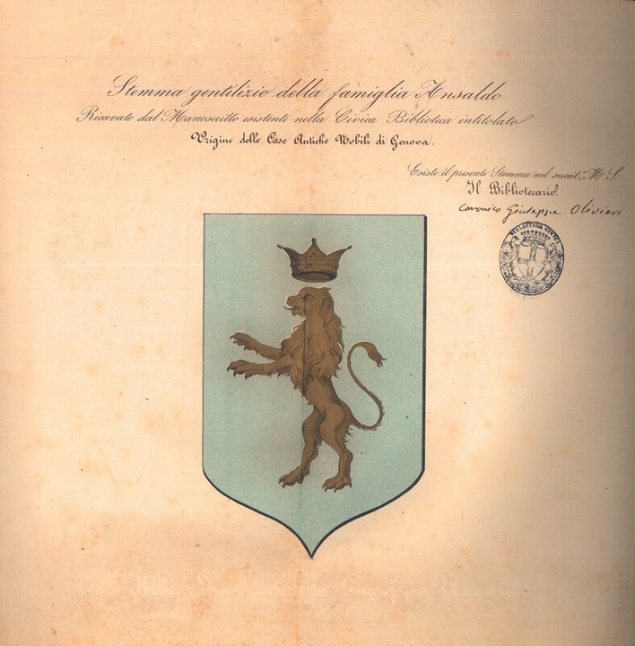 Stemma gentilizio della Famiglia Ansaldo