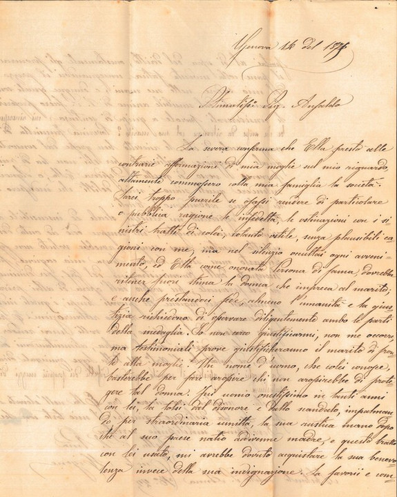 Lettera di un uomo a Francesco Gerolamo Ansaldo, 14-12-1875 (1)