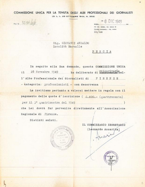 Reiscrizione all&#039;albo dei giornalisti