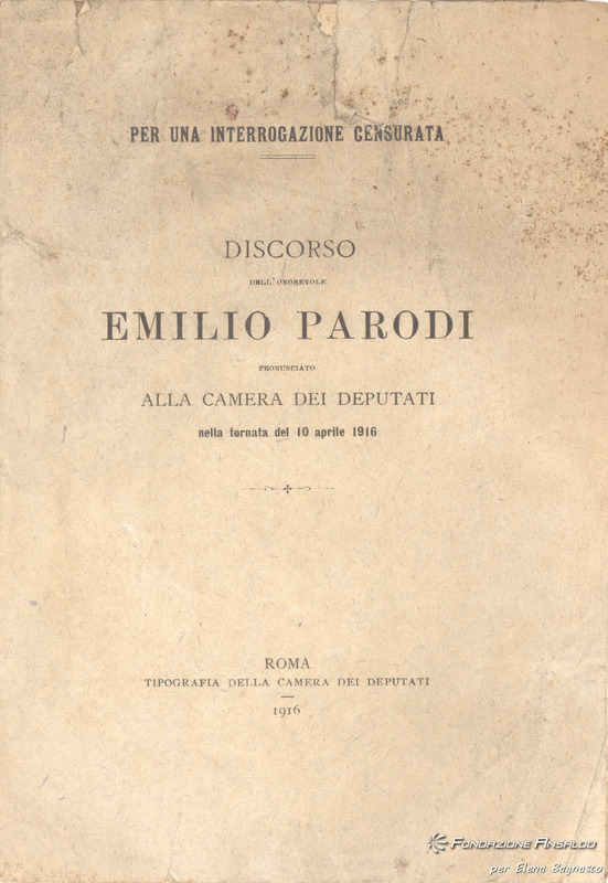 Famiglia Parodi - discorso di Emilio Parodi
