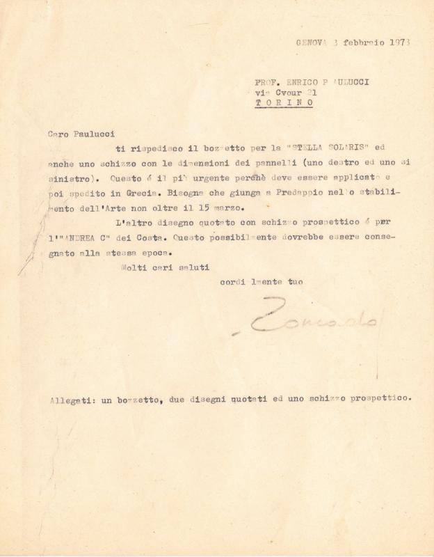 Lettera di Nino Zoncada, 1973 febbraio 03