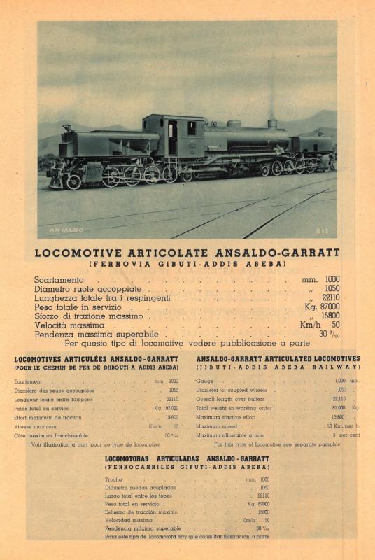 Locomotive articolate Ansaldo Garratt per la Ferrovia Gibuti - Addis Abeba
