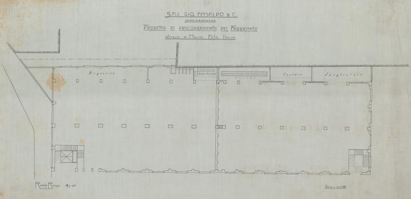 Stabilimento Meccanico - Planimetria del prolungamento del fabbricato attiguo ai molini Alta Italia