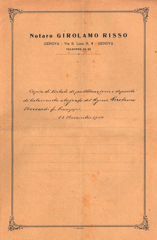 Testamenti di Gerolamo Nossardi e  Maria Drago Nossardi
