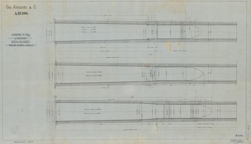 Cannone da 76/50 - tracciati interni bocca da fuoco