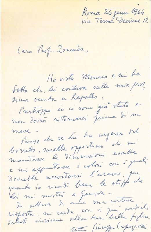 Lettera di Giuseppe Capogrossi, 1964 mar. 10