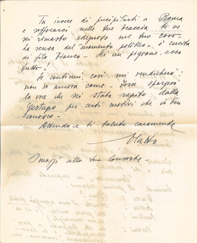 Lettera di Oete Blatto a Giovanni Ansaldo, anni '30 del XX sec. (2)