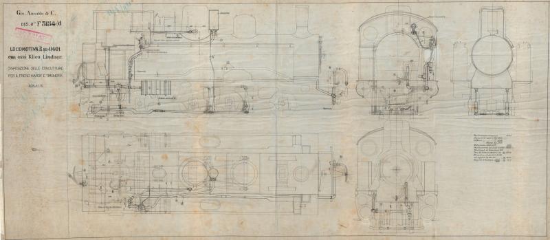 Locomotiva R 95 - 401 con assi Klien Lindner - Disposizione delle condutture per il freno Hardy e timoneria