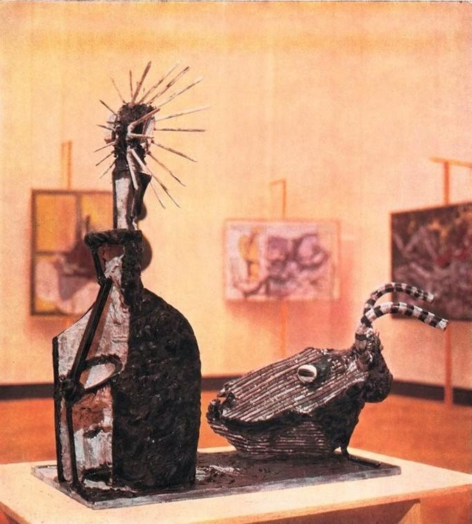 Testa di capra e candela infilata in una bottiglia - Pablo Picasso,  luglio 1953, anno I, n. 4 - p. 32