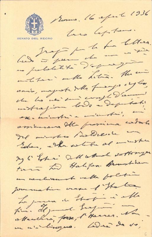 Lettera di Enrico Caviglia a Giovanni Ansaldo, 16-04-1936 (1)