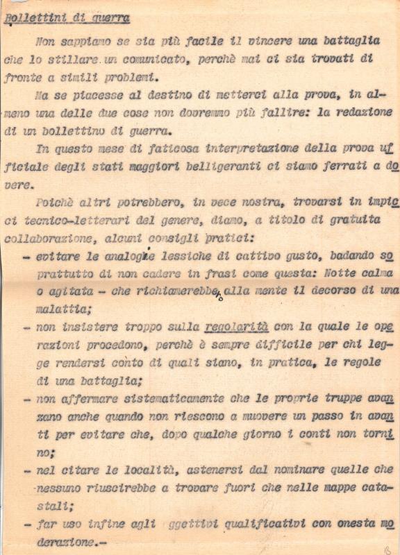 Bollettino di guerra di Oete Blatto, 1939