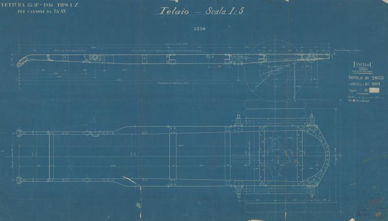 Copia cianografica del telaio per vettura Lancia