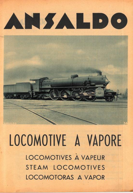 Produzione ferroviaria Ansaldo - locomotive a vapore - copertina