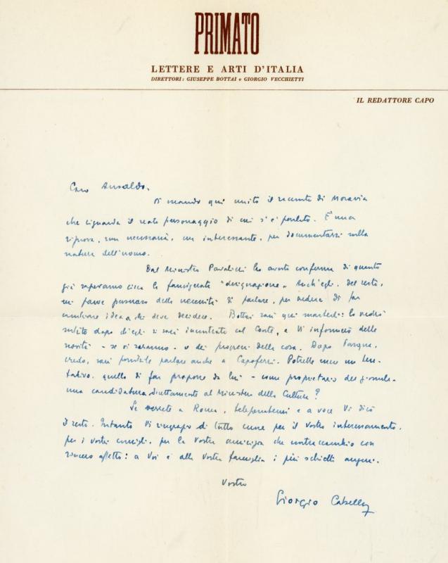 Lettera di Giorgio Cabella