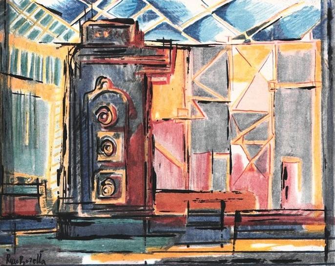 Un aspetto del nuovo laminatoio della Siac di Cornigliano, tavola di Rocco Borella, maggio - giugno 1957, anno V, n. 3 - p. 29