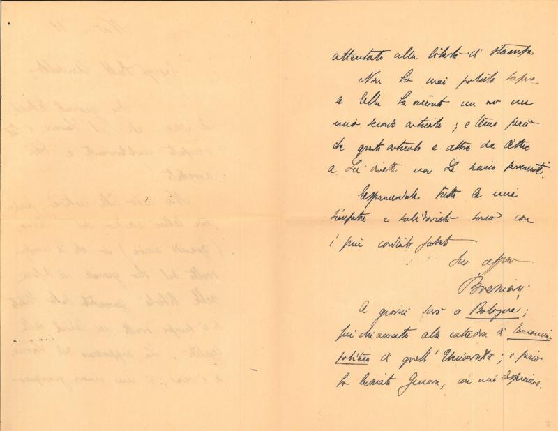 Lettera di Costantino Bresciani Turroni a Giovanni Ansaldo, 11-11-1925 (2)