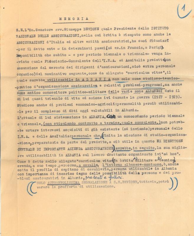 Memoria e Curriculum Vitae di Ivan Bianchi-Mina, fine anni '30, XX sec. (1)