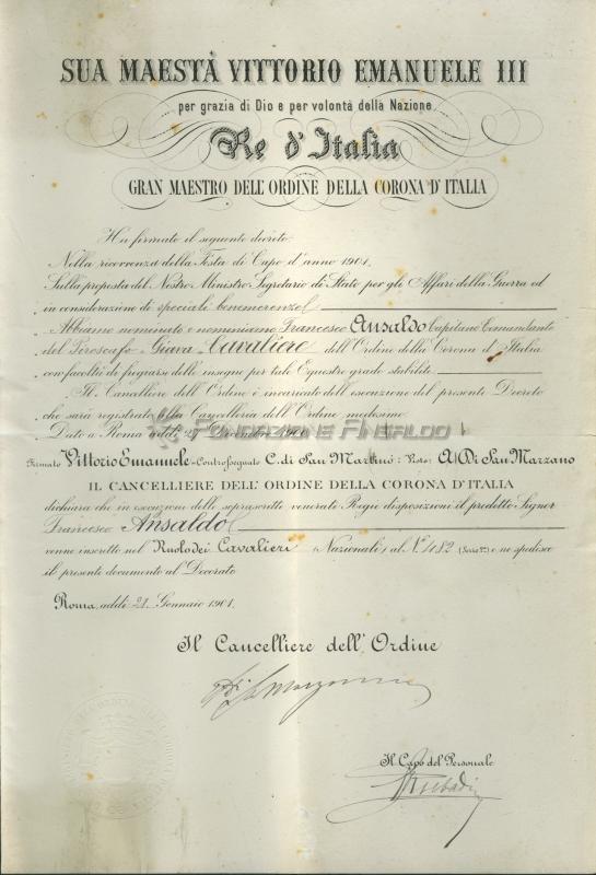 Nomina di Cavaliere dell'ordine della corona