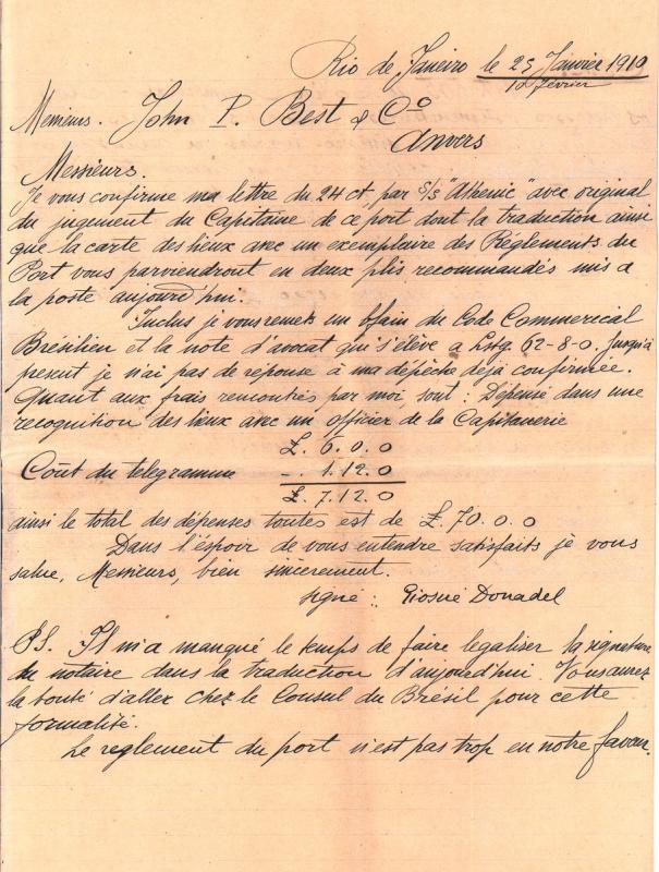 Vertenza relativa alla collisione tra il veliero Era e il piroscafo Llongibby; 25 gennaio 1910