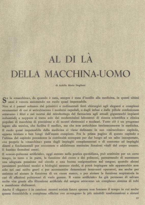 Al di là della macchina-uomo, di Achille Mario Dogliotti, marzo - aprile 1961, anno IX, n. 2, p. 17