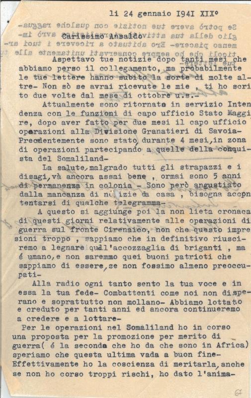 Lettera di Bruno Ceri a Giovanni Ansaldo, 24-01-1941 (1)