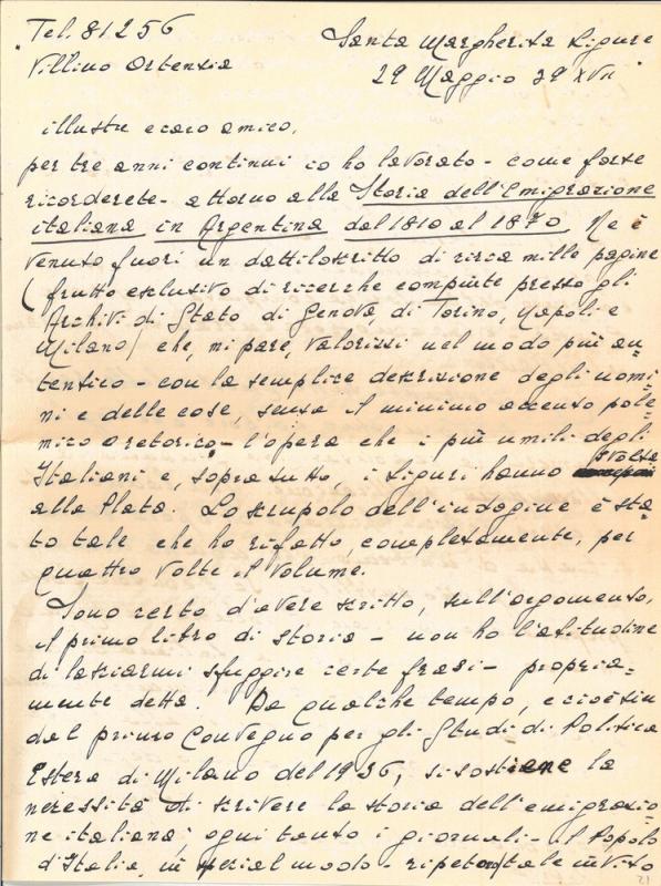 Lettera di Nicolò Cuneo a Giovanni Ansaldo, 29-05-1939 (1)