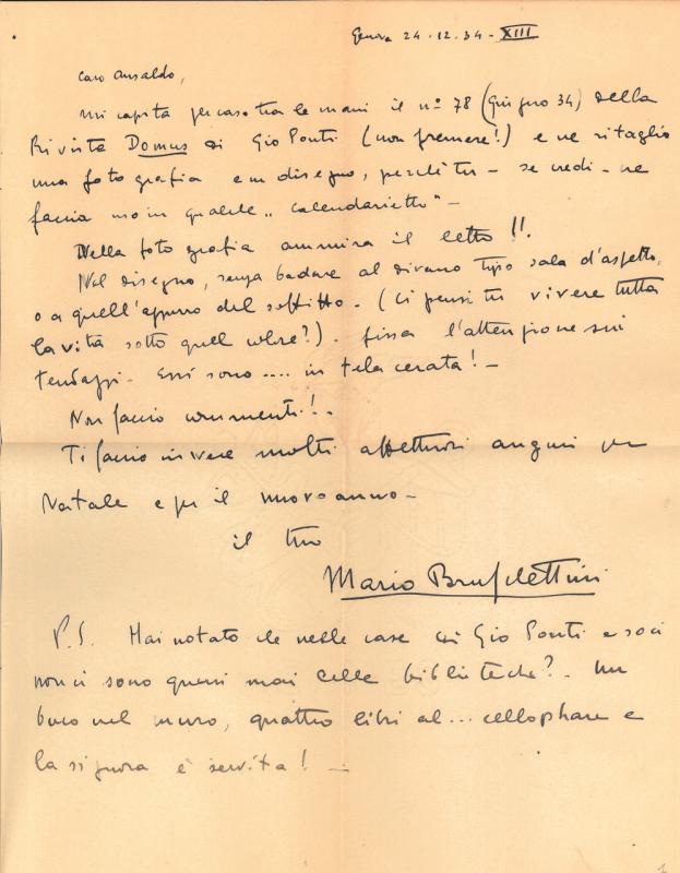 Lettera di Mario Bruschettini a Giovanni Ansaldo, 24-12-1934