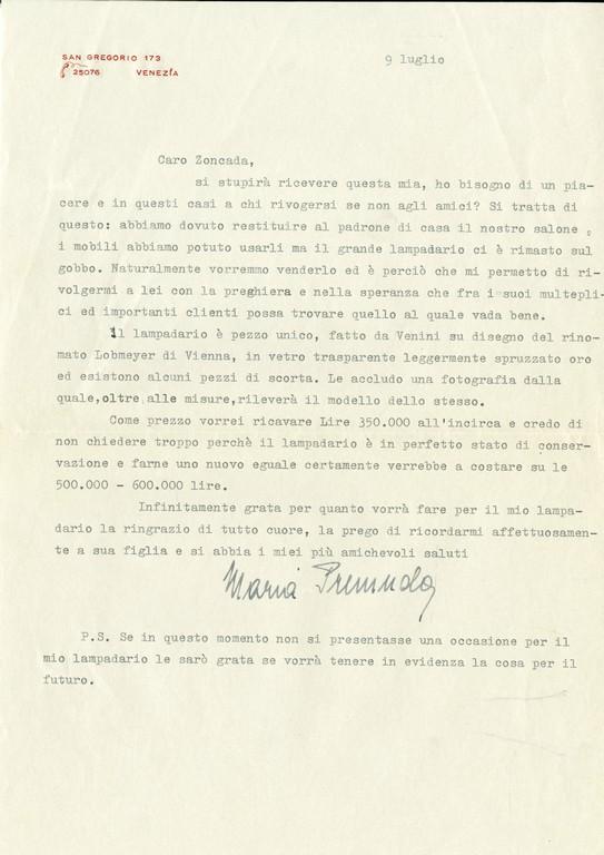 Lettera di Maria Premuda