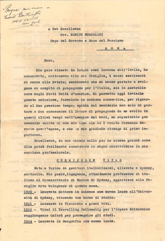 Lettera di Maria Bentivoglio a Mussolini, 05-11-1936 (1)