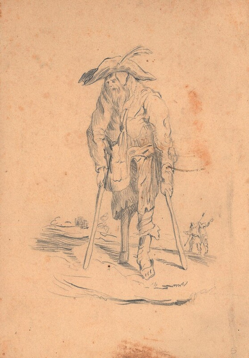 Anziano invalido - disegno di Pietro Ramorino, seconda metà XIX sec.