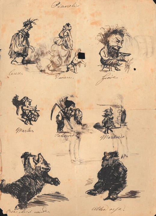Gli dei - disegno di Pietro Ramorino, seconda metà XIX sec.