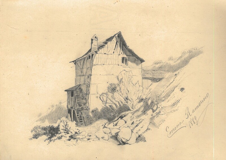 Una casa - disegno di Emma Ramorino, 1889