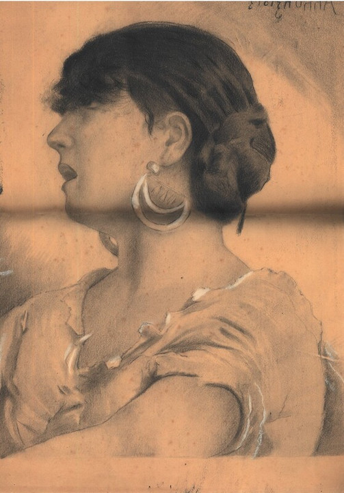 Ritratto a matita di donna, seconda metà XIX sec.