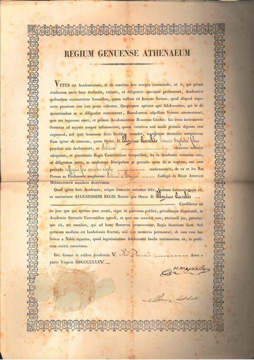 Diploma di laurea Luigi Ansaldo 09-12-1845