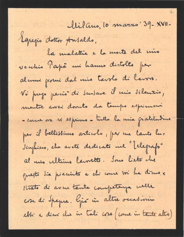Lettera di Carlo Boselli a Giovanni Ansaldo, 10-03-1939 (1)
