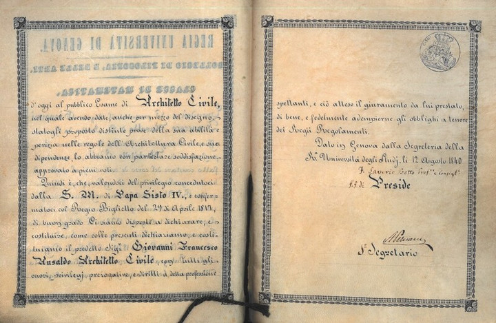 Laurea in Architettura Civile di Francesco Ansaldo, 12-08-1840, p. 2