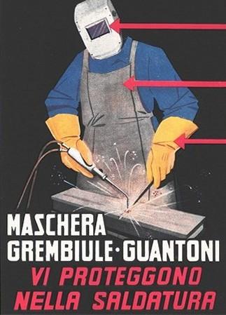 Manifesto pubblicitario antinfortunistico per saldatori, marzo - aprile 1957, anno V, n. 2 - p. 55