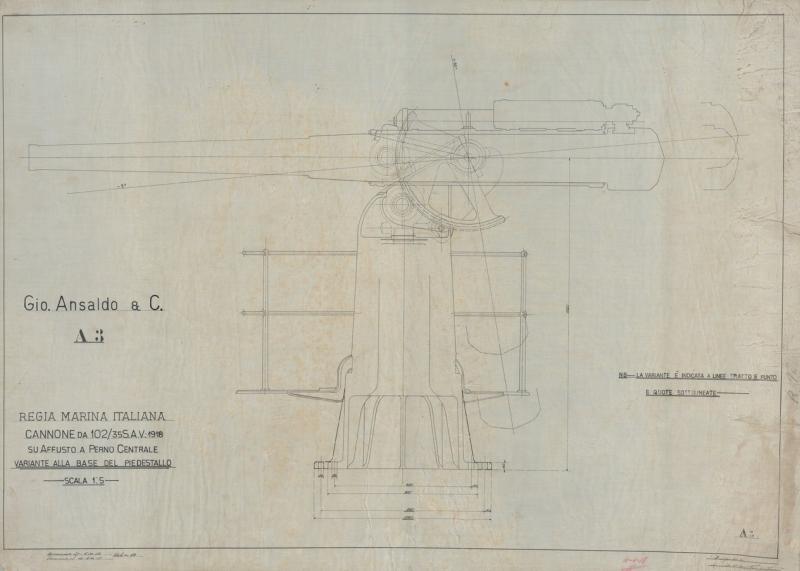 Cannone da 102/35 SAV - variante del piedistallo