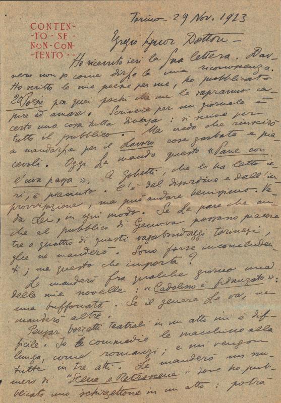 Lettera di Giannetto Bongiovanni a Giovanni Ansaldo, 29-11-1923 (1)